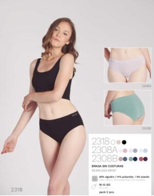 Braga sin costura cotton basico 2u 2318 Braga sin costura cotton basico 2u 2318